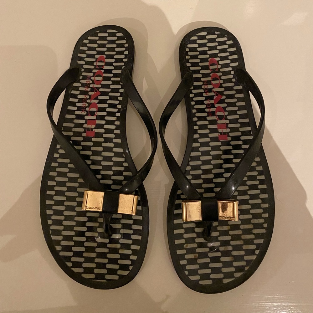 Coach jelly flip flop with bow